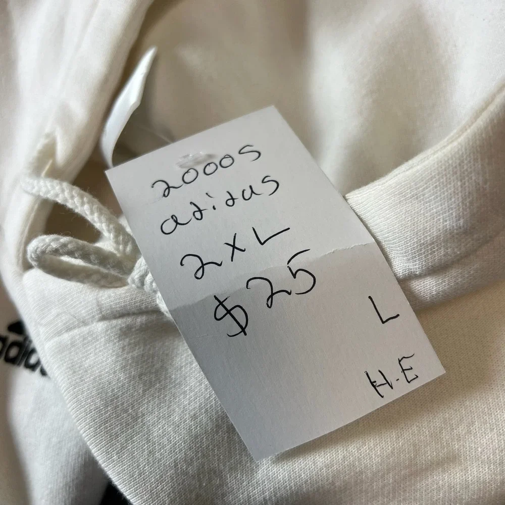 Adidas Hoodie Men 3XL White Vintage 2006 Embroidered Logo Oversized Pullover